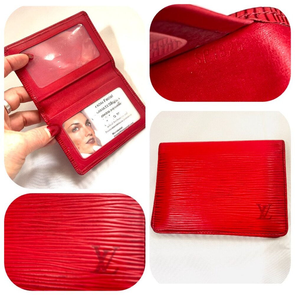 Louis Vuitton Epi Red Leather Pocket Organizer Business Card Credit Card wallet
